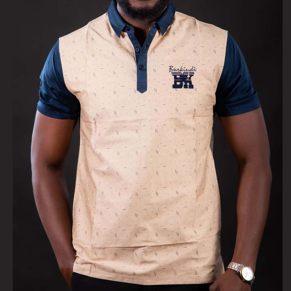 Polo Adulte Burkindi avec motif  - Bleu/Beige – Image 1
