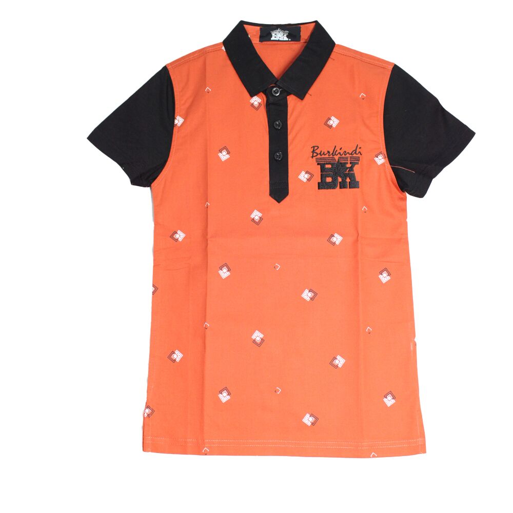 Polo enfant Burkindi avec motif  - Marron/Noir – Image 1