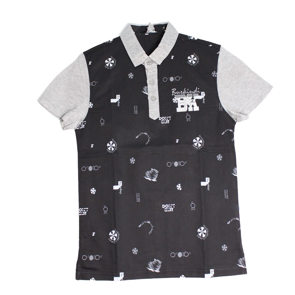 Polo enfant Burkindi avec motif  - Blanc/Noir – Image 1