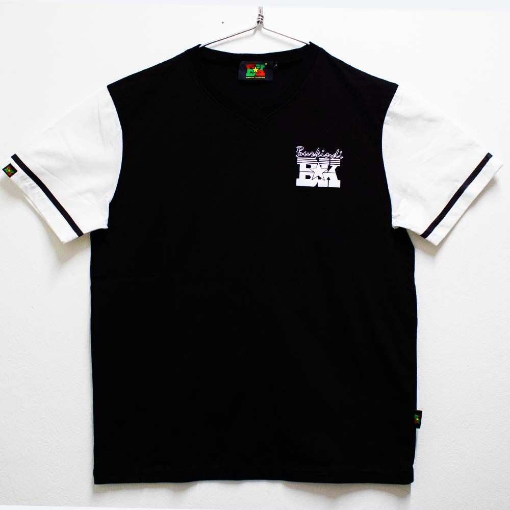 T-shirt Burkindi avec motif Burkindi à col rond - Noir/Blanc – Image 1