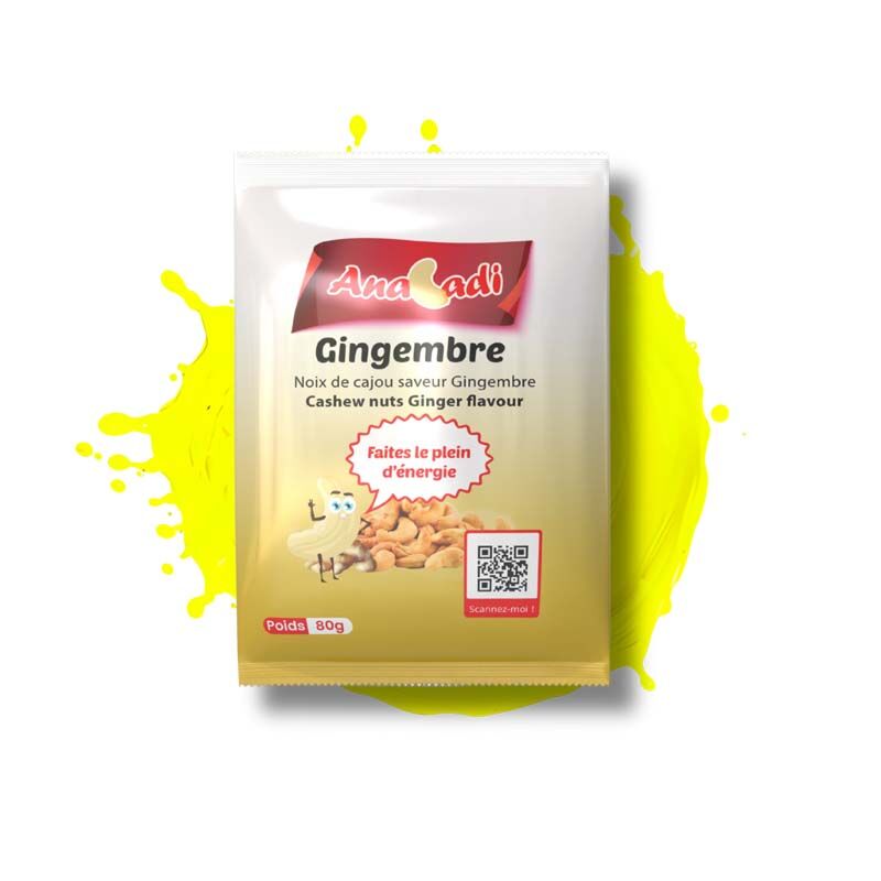 Anacadi Amande de Cajou Saveur Gingembre​ - Apero Snacks 80g – Image 1