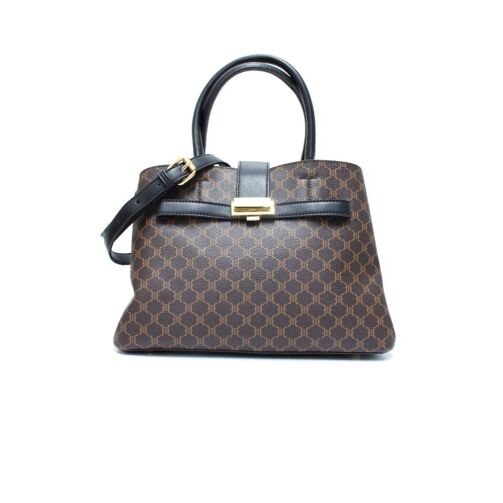 Sac à main rigide monogramme à bandoulière -  TOM & EVA - Noir – Image 1