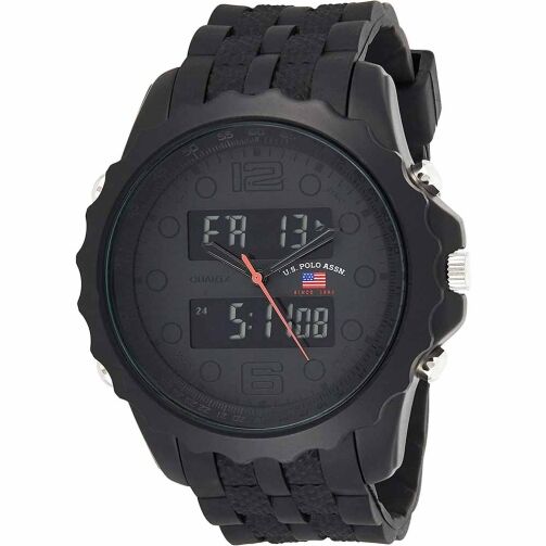 Montre homme U.S. Polo Assn US9269 avec bracelet en caoutchouc - Noir – Image 1