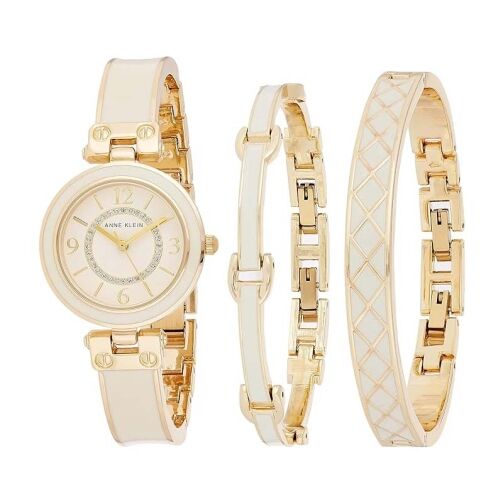 Anne Klein Ensemble de montre et de bracelet jonc aux accents scintillants pour femmes – Image 1