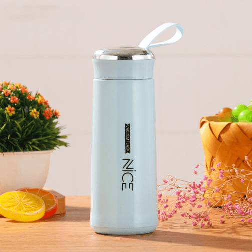 Bouteille thermos coloré portable à petite isolation thermique 400 ml -Bleu – Image 1