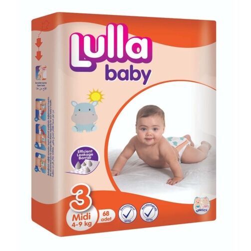 Couches jetables LULLA BABY Taille 3 (4-9kg) - 68 couches – Image 1