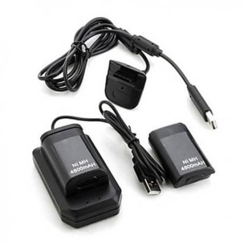 XBOX Kit De Charge Double Batteries + Chargeur Pour Manette Sans Fil - Xbox 360 – Image 1