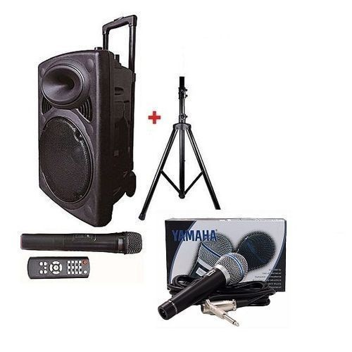 Enceinte Haut Parleur Bluetooth + 2 Micros + Pieds – Image 1