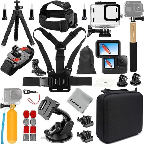 Kit complet d’accessoires Gurmoir avec boîtier étanche pour la caméra Go Pro Hero 12/11/10/9 – Image 1