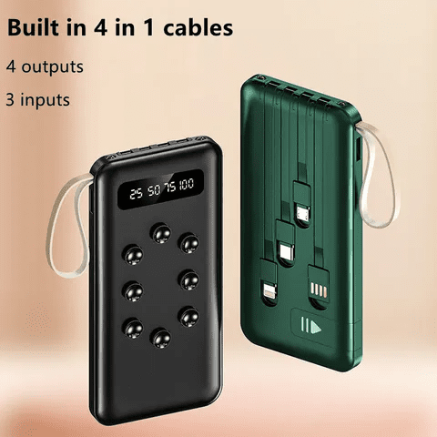 Power Bank 20000mah avec 4 câbles, charge rapide – Image 1