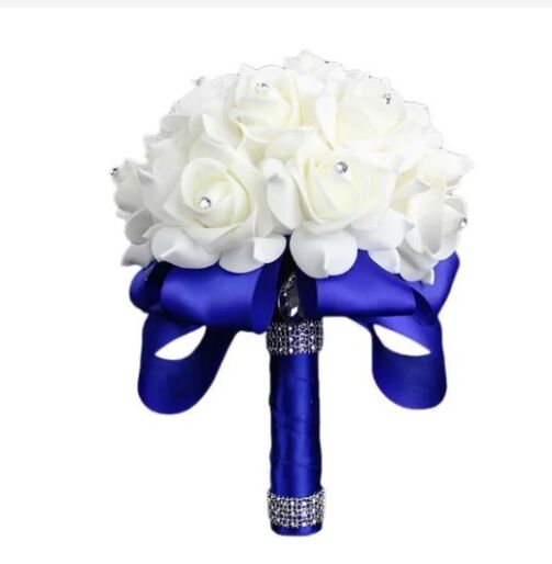 Bouquet de Mariage Romantique blanc bleu – Image 1