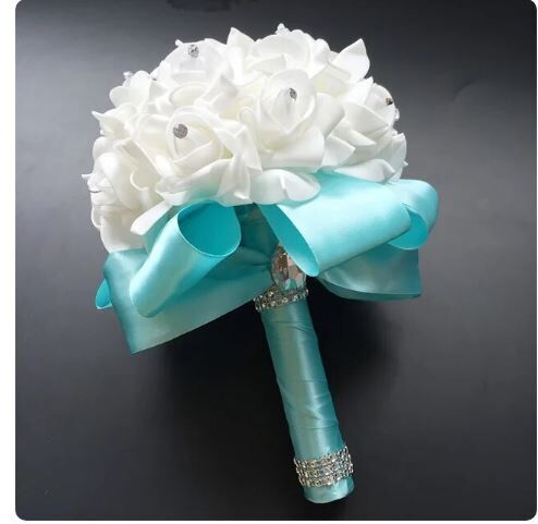 Bouquet de Fleurs Mariage Romantique vert blanc – Image 1