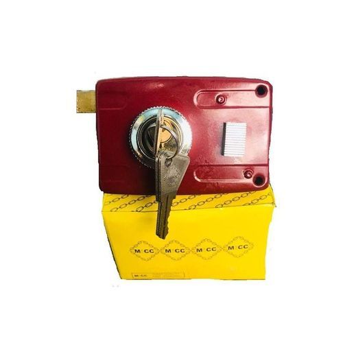 Micc Serrure De Porte - VERROU De Sécurité (3 Coups) - Rouge/ARGENT – Image 1
