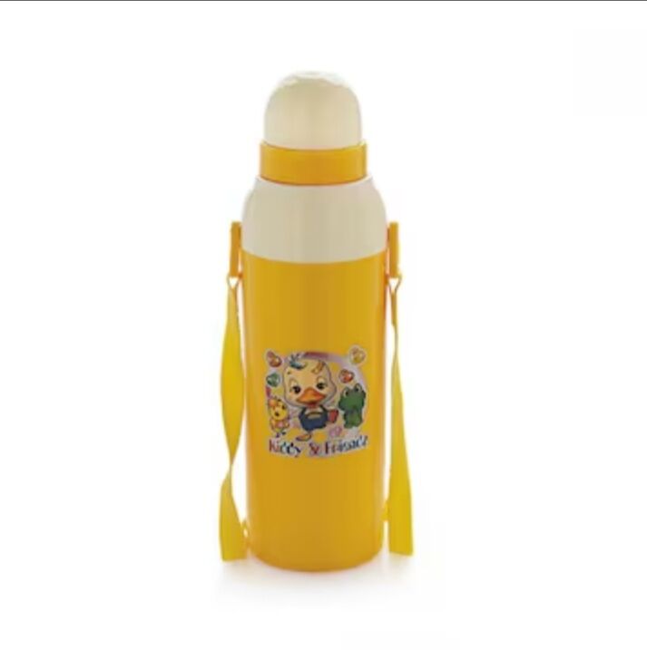 Gourde scolaire isotherme jaune blanc – Image 1