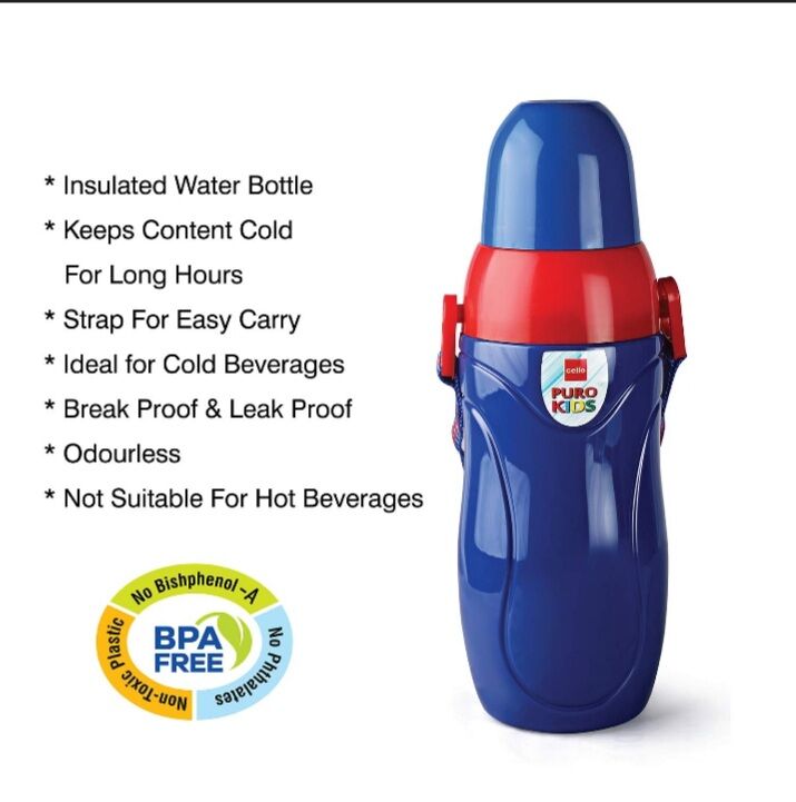 Gourde scolaire isotherme bleu 410ml de qualité - Bleu – Image 1