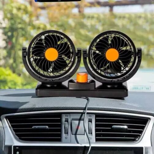 Mini Ventilateur de Voiture à Double Tête, Rotation Résistante à 360 Degrés – Image 1