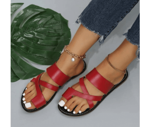 Sandales en Cuir stylé - T05 - Rouge/Noir – Image 1