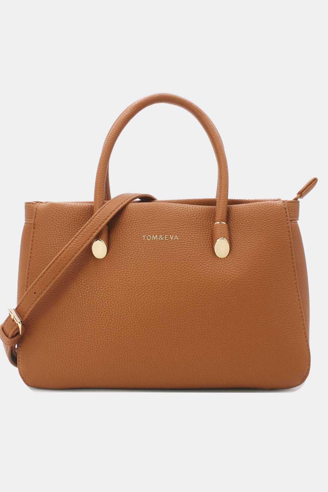 Sac à Main Épuré Effet Grainé - TOM & EVA - Marron – Image 1
