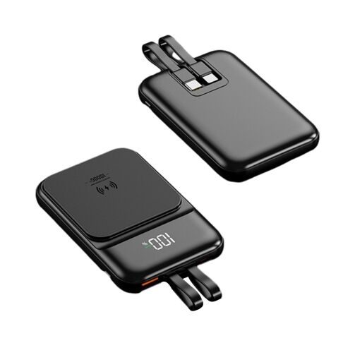 Banque d’alimentation de charge magnétique sans fil avec câble intégré – Image 1