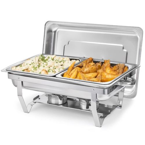 Chauffe-plats pour Buffet, poêle rectangulaire avec 2 compartiments en acier inoxydable 11 L – Image 1