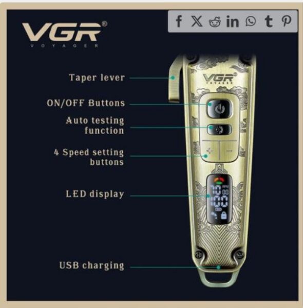 VGR V-005 - Tondeuse Professionnelle 2600mAh – Image 1