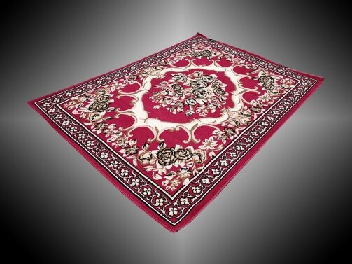 Tapis De Salon - 160- 220 - Rouge - Noir et Beige – Image 1