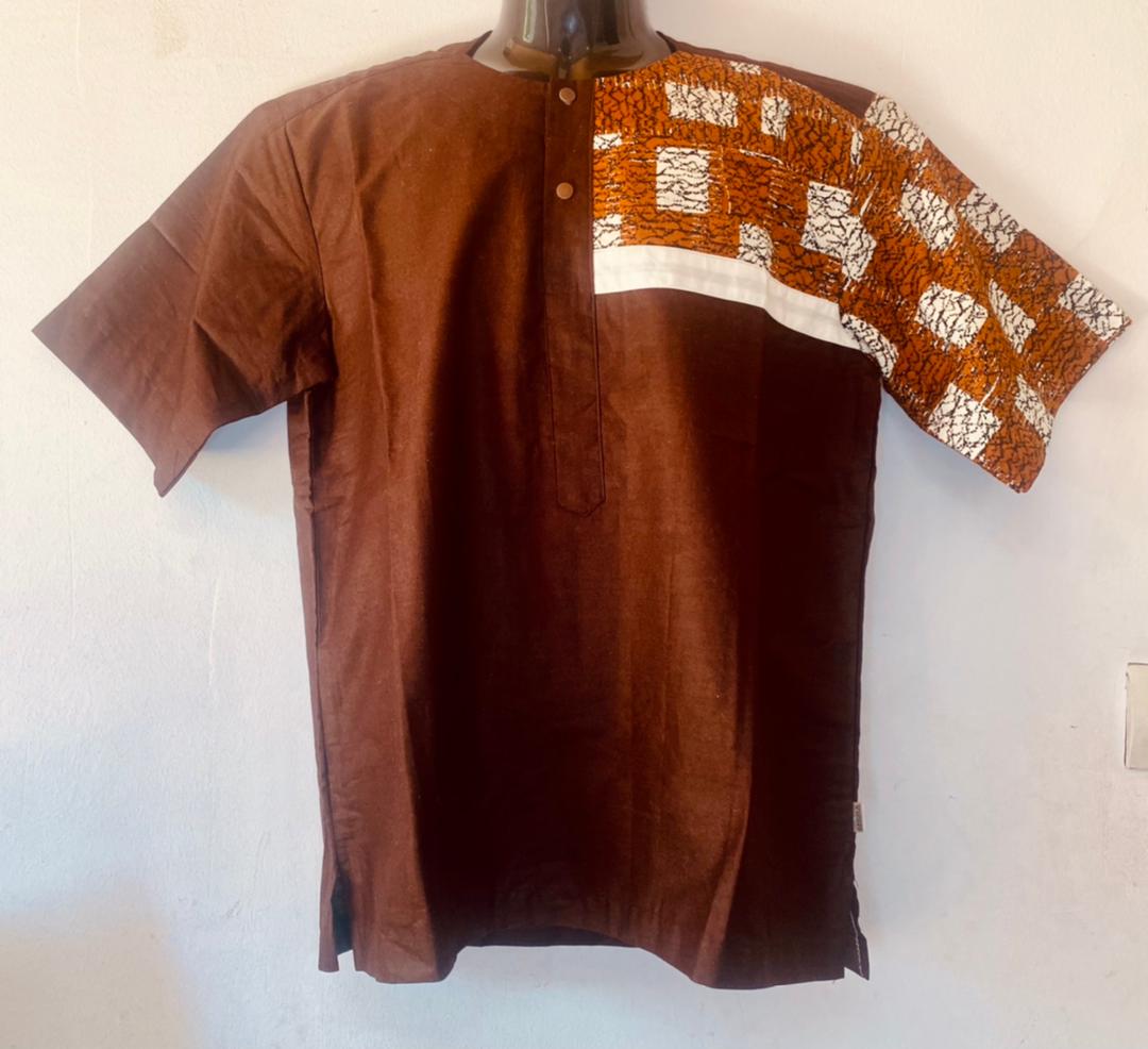 Chemise Deux Tons aux manches courtes - Marron – Image 1