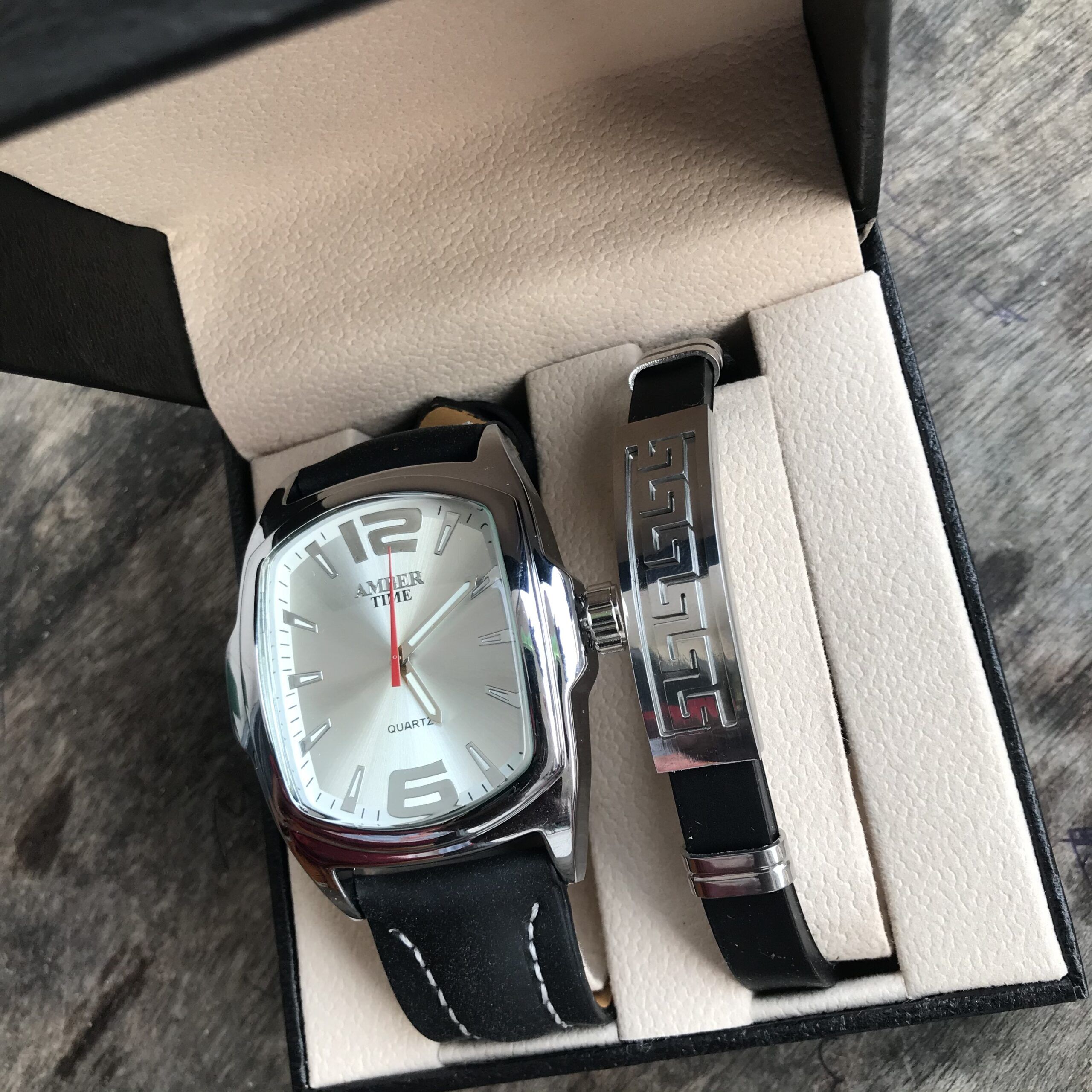 Ensemble montre + bracelet homme - Noir – Image 1