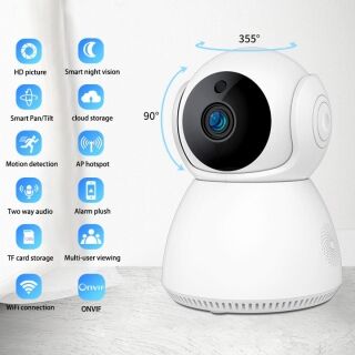 Caméra De Surveillance Intelligente IP Wifi 1080P 360, Dispositif De Sécurité Domestique – Image 1