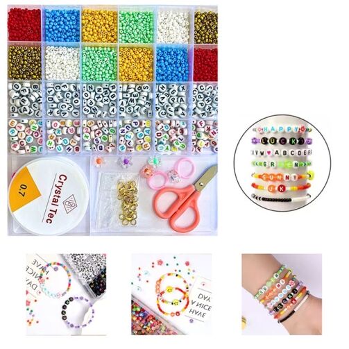 Kit De Fabrication de Bijoux -  Perles Rondes - Perles en Forme de Lettres – Image 1