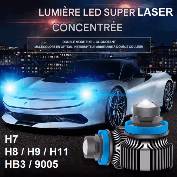 Ampoule Projecteur LED à laser longue portée H7 / H11/H9/H8 /HB3/9005